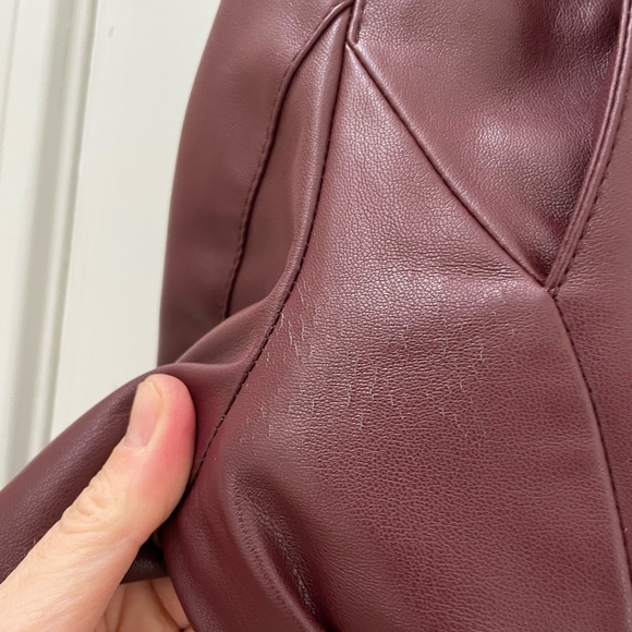 The Reset R Label Burgundy Vegan Leather Classic Moto Jacket - Size S - Picture 6 of 9